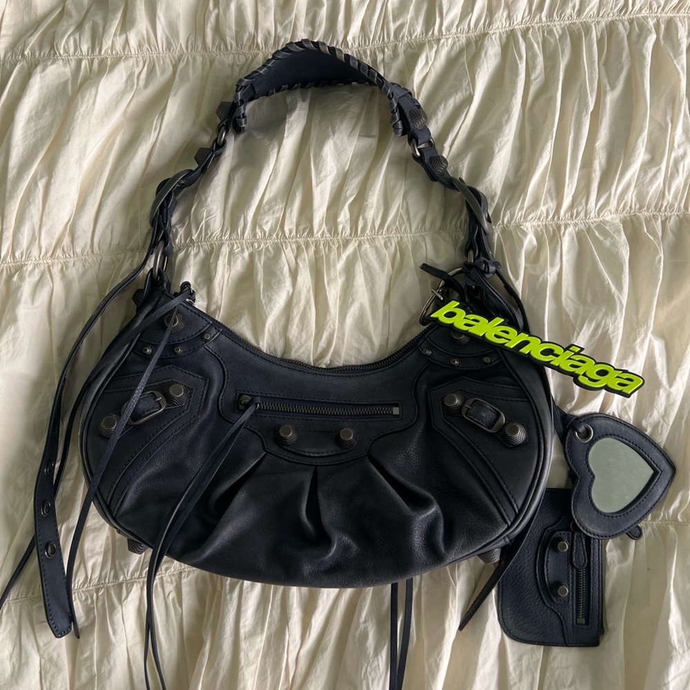 Balenciaga Black Shoulder Bag with Mirror Charm